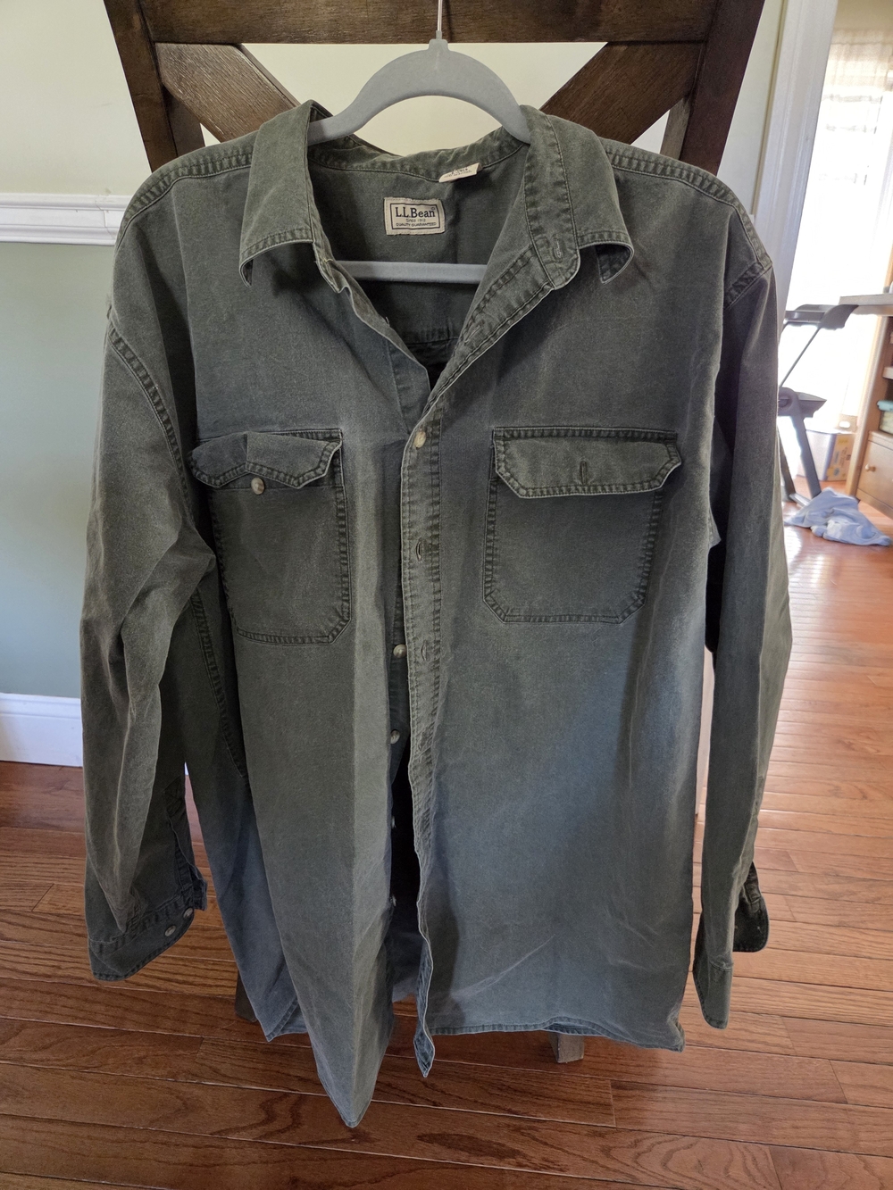 Vintage L.L. Bean Men's Olive Green Cotton Shirt Jacket
